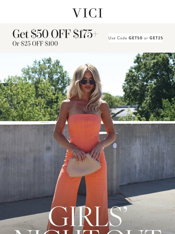 Just Dropped! New Looks For Girls' Night + FREE $50 Today! email from Vici