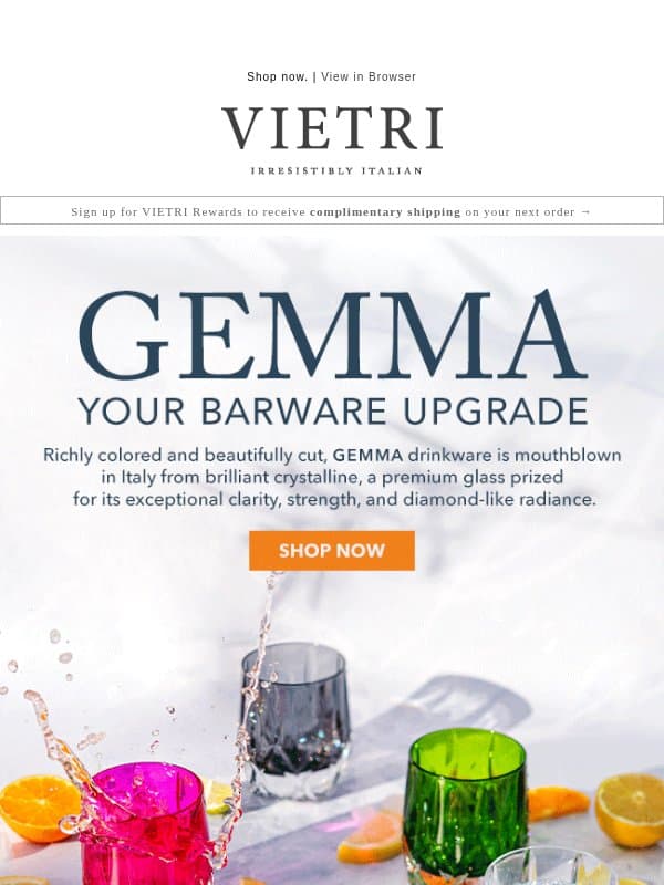 New colorful, ultra durable drinkware! email from VIETRI