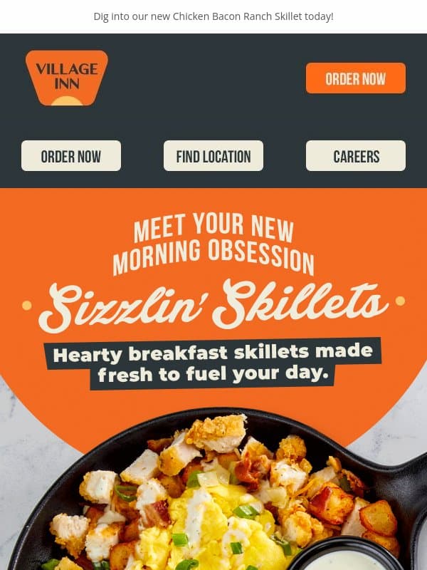 Start Your Day Sizzlin’ 🍳 email from Village Inn