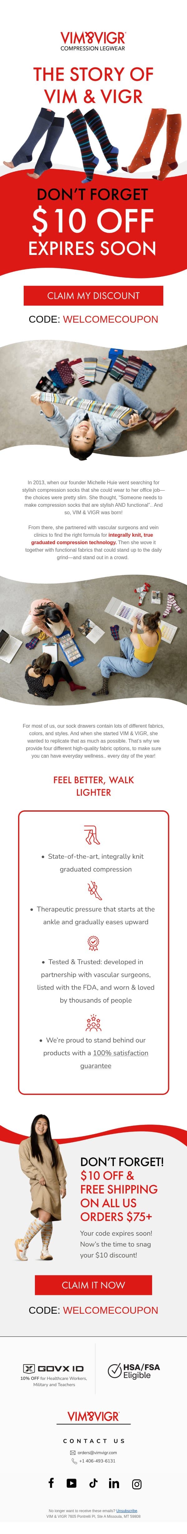Meet Michelle, our founder email from vim & vigr screenshot