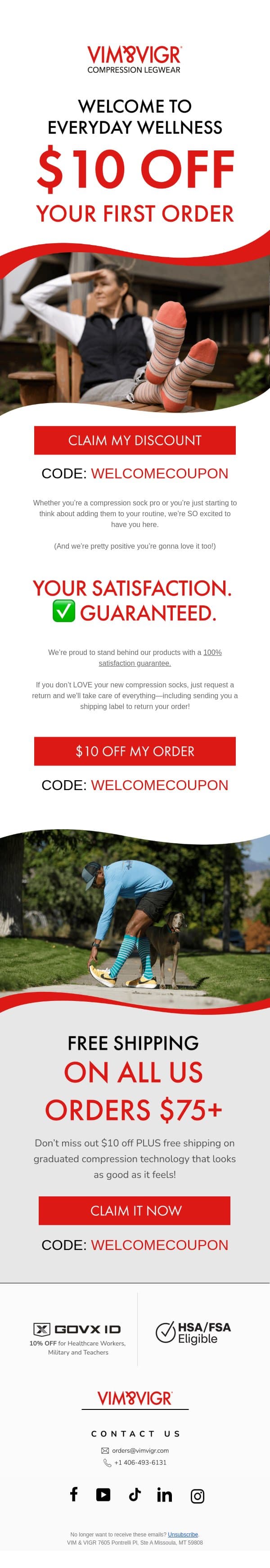 $10 OFF has arrived 🎉 email from vim & vigr screenshot