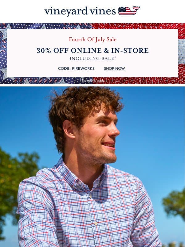 30% Off Island Getaway Essentials email from Vineyard Vines
