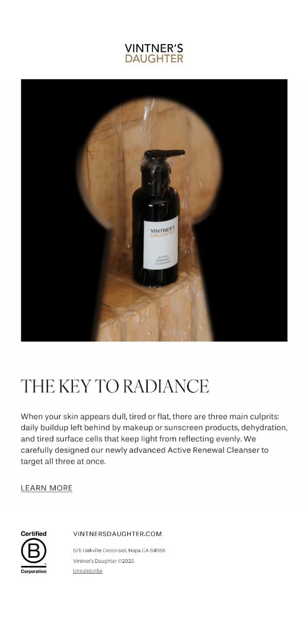 What Causes “Dull Skin”? email from Vintner's Daughter screenshot