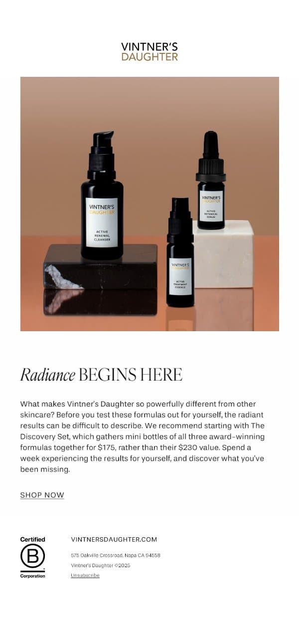 Start Here email from Vintner's Daughter screenshot