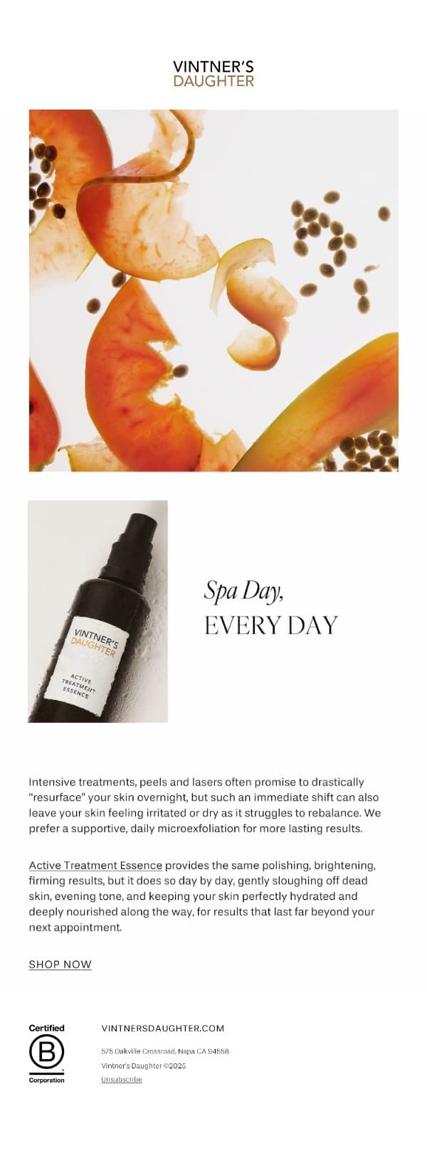 Bring This Spa Treatment Home email from Vintner's Daughter screenshot