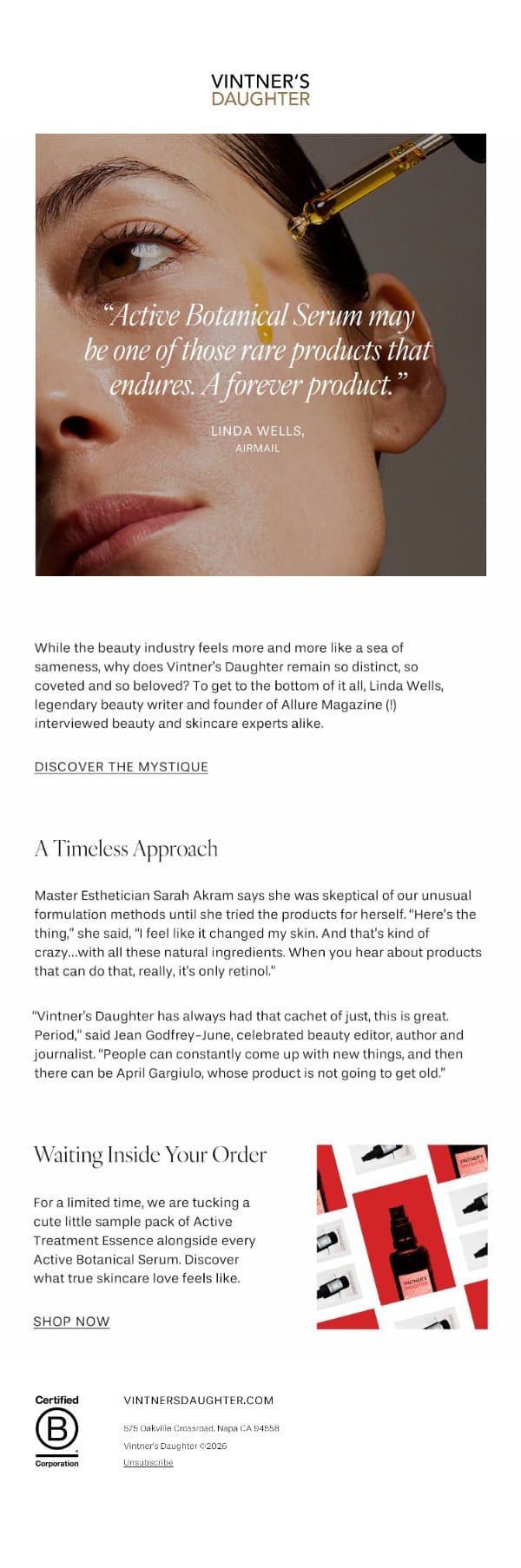 Investigating the “Cult” of Vintner’s Daughter email from Vintner's Daughter screenshot