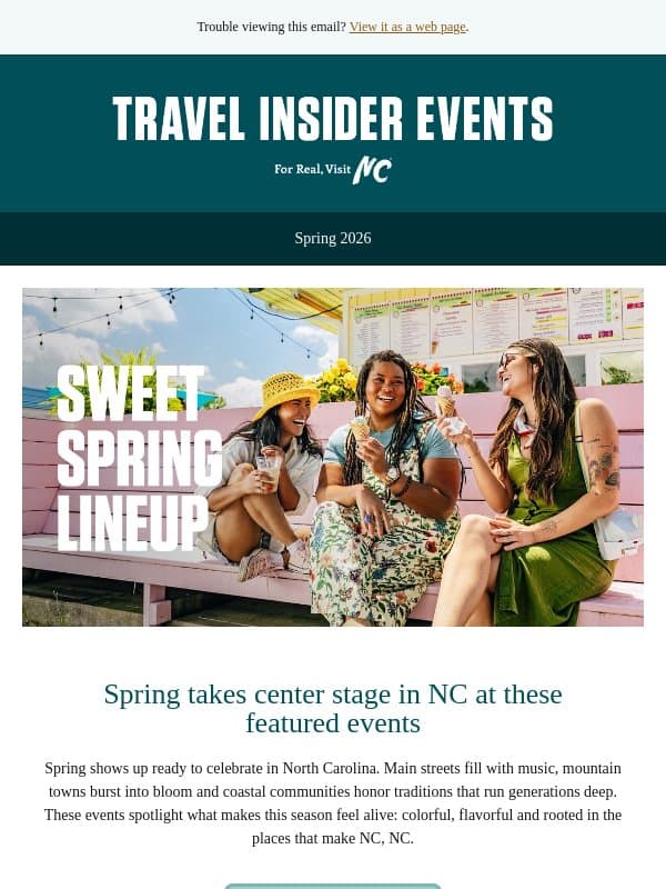 Tell us you're in — these events are waiting email from Visit North Carolina