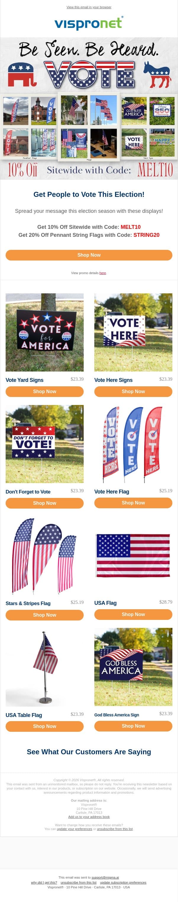 Get Ready for the Next Election 🗳️ email from Vispronet screenshot