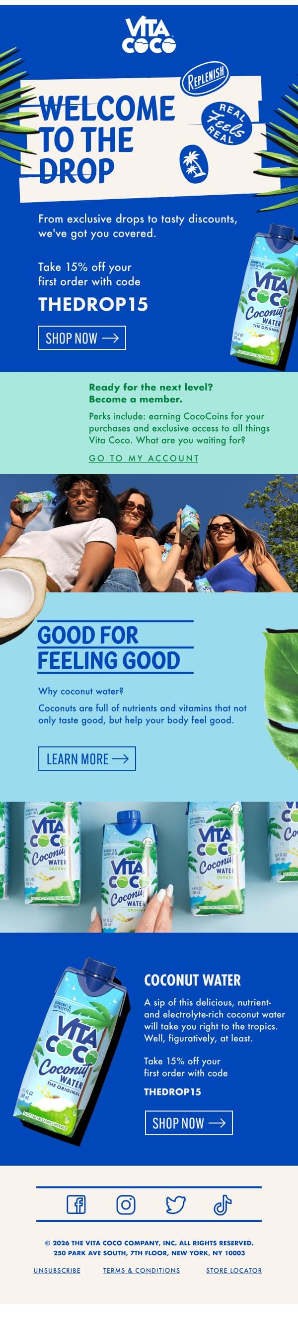 15% off inside! email from Vita Coco Pressed screenshot