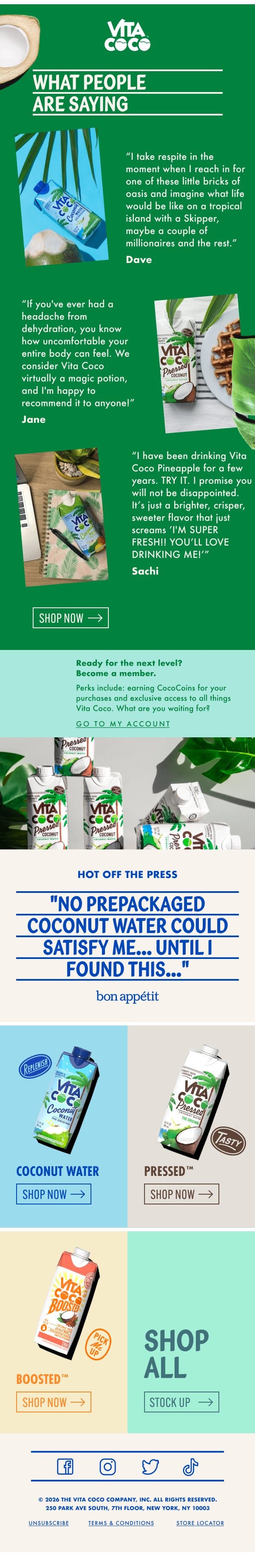 Our ears are ringing... email from Vita Coco Pressed screenshot