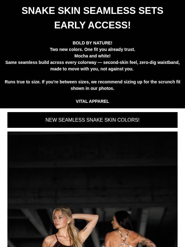 EARLY ACCESS ALERT 👀 email from Vital Apparel