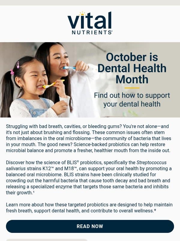 Fresh breath starts with your microbiome email from Vital Nutrients