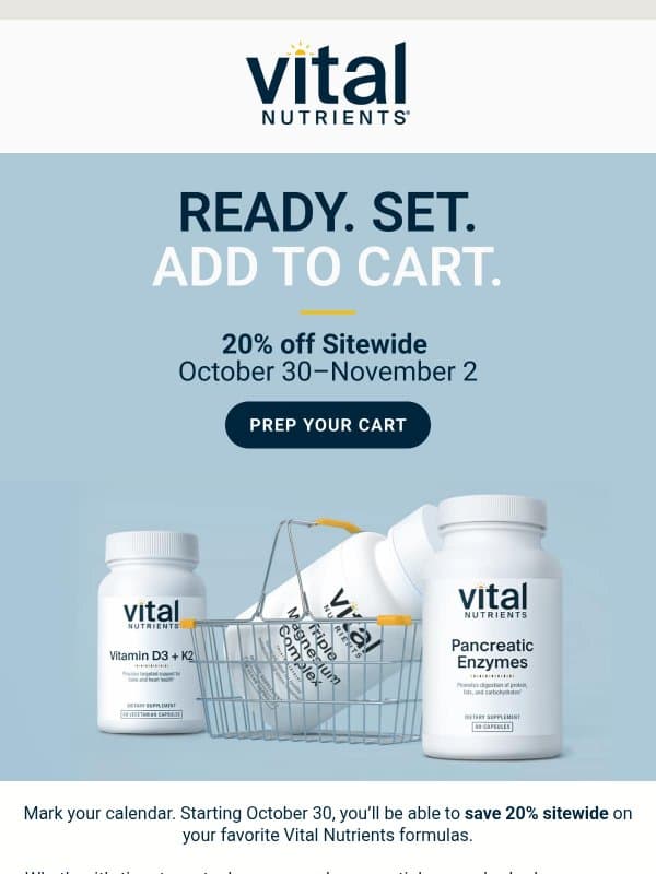 Black Friday is coming early email from Vital Nutrients