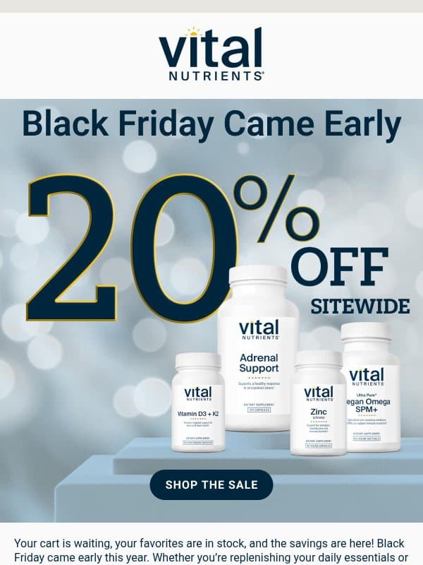The best time to restock your routine email from Vital Nutrients