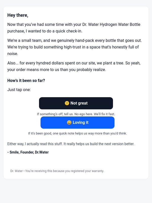 Quick check-in email from Vitalbloom Inc