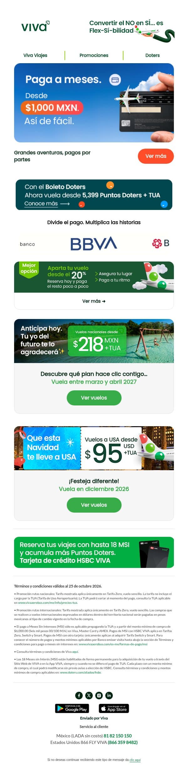 ¡Tu próximo vuelo, en mensualidades! ✈️ email from Viva Aerobus screenshot