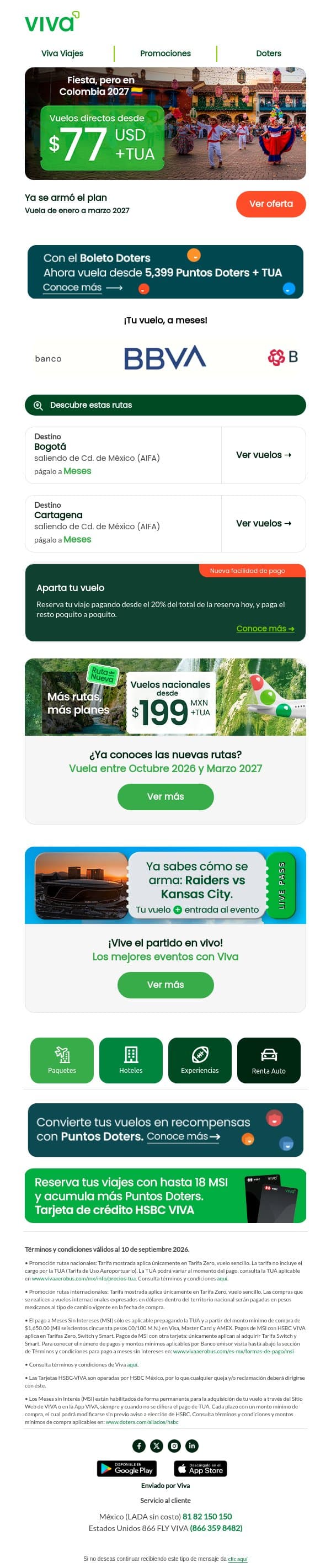 ¿Nos lanzamos a Colombia? ✈️ email from Viva Aerobus screenshot