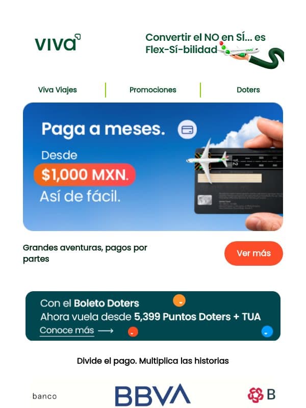¡Tu próximo vuelo, en mensualidades! ✈️ email from Viva Aerobus
