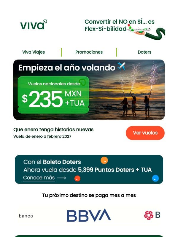 😎Año nuevo. Modo avión. ✈️ email from Viva Aerobus