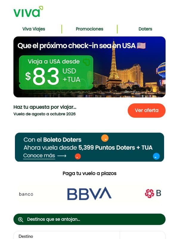 🎲La suerte está de tu lado🎰 email from Viva Aerobus