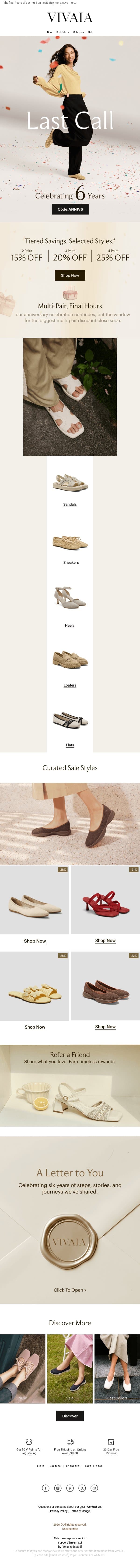 LAST CALL: Up to 25% Off Ends email from VIVAIA screenshot