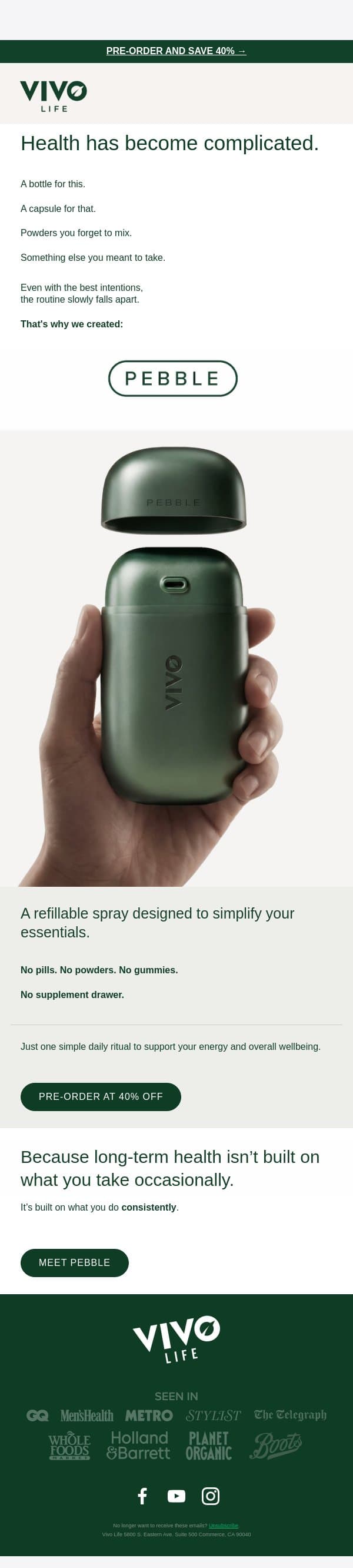 When did health get so complicated? email from Vivo Life screenshot