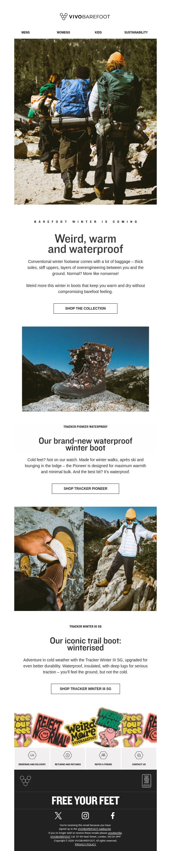 Weird More this winter email from Vivobarefoot screenshot