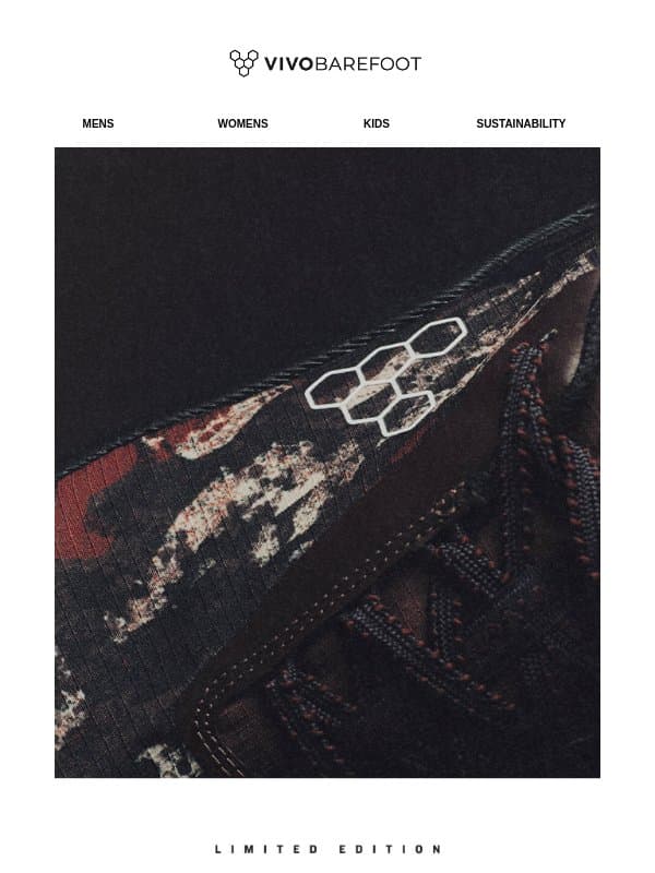 Our limited edition Mole print email from Vivobarefoot