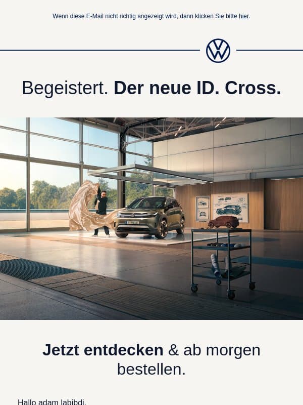 Der neue vollelektrische ID. Cross email from Volkswagen Österreich