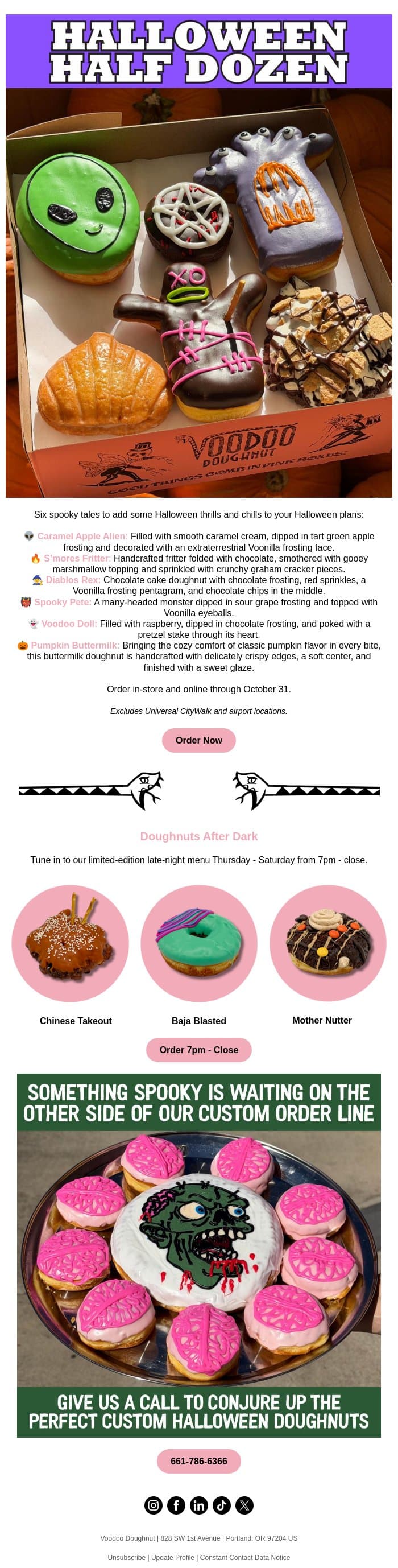 Your Halloween Plans Need Some Doughnuts π email from Voodoo Doughnut screenshot