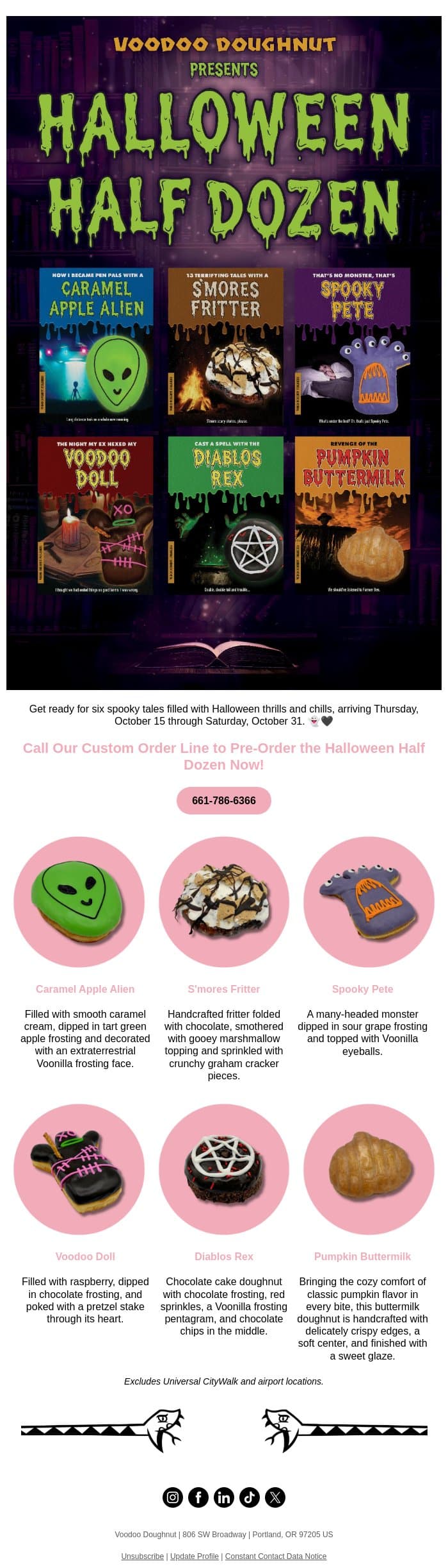 Pre-Order the Halloween Half Dozen 👻 email from Voodoo Doughnut screenshot