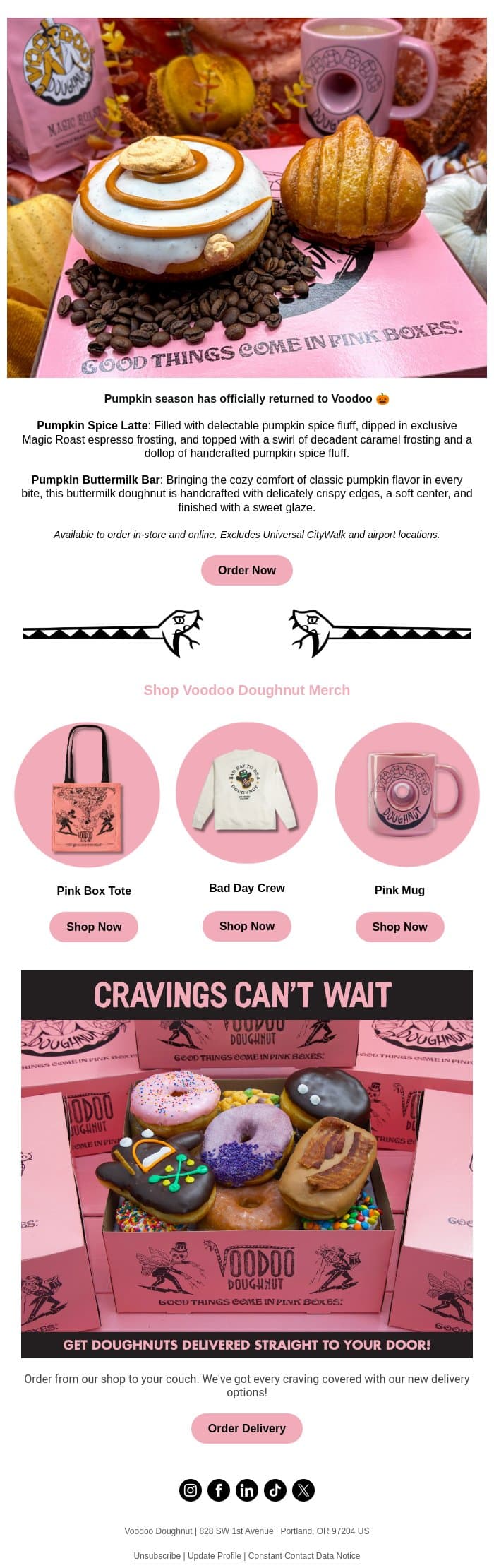 Pumpkin Has Been Summoned ๐ email from Voodoo Doughnut screenshot
