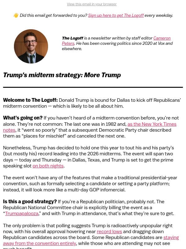 Trump's midterm strategy: More Trump email from Vox