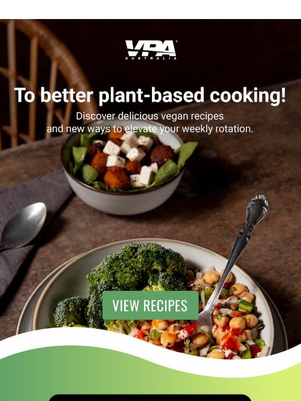 , here's your FREE Vegan Recipe Ebook 🥦 email from VPA Australia