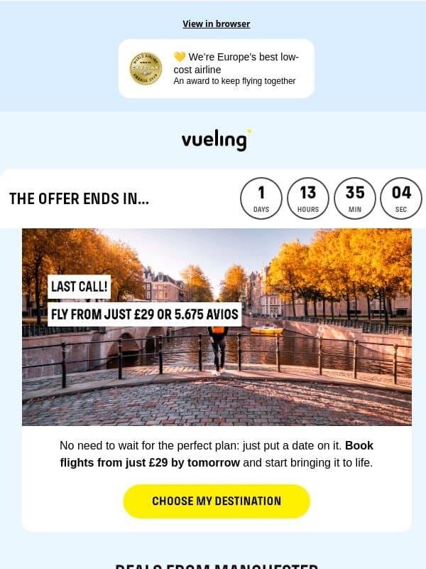 🔔 With prices like these, your autumn trip could be closer than you think email from Vueling