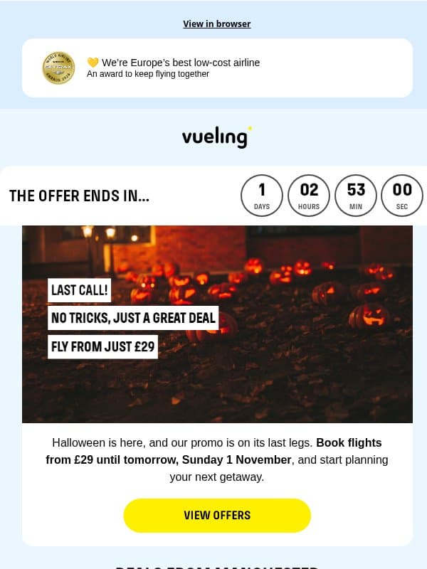 🎃👻 Tomorrow it disappears... And it's not a ghost email from Vueling