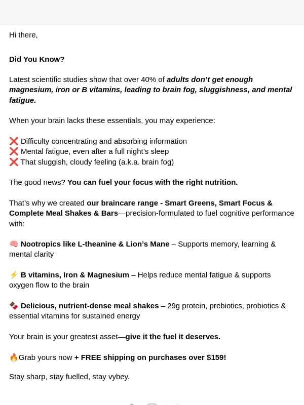 🧠 Did You Know? The #1 Nutrient Deficiency Behind Brain Fog email from vybey
