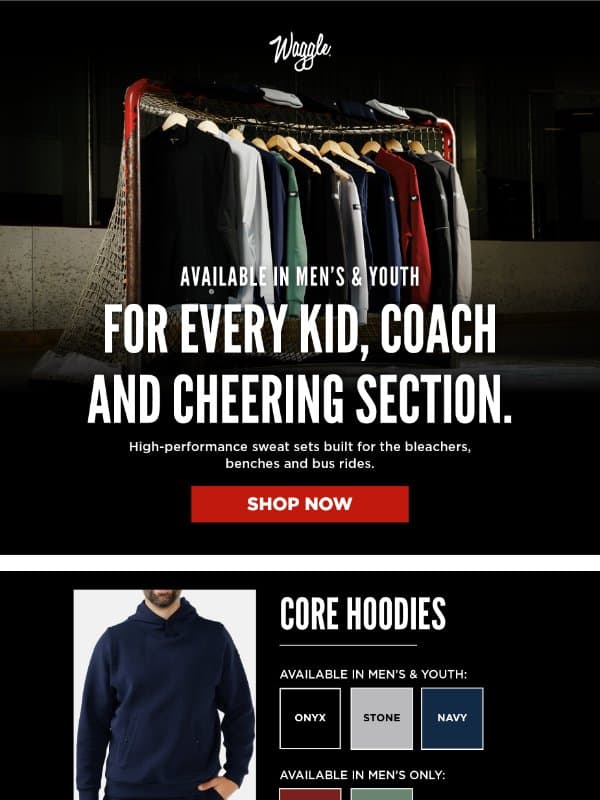 Hoodies, Sweatpants & Jackets email from Waggle