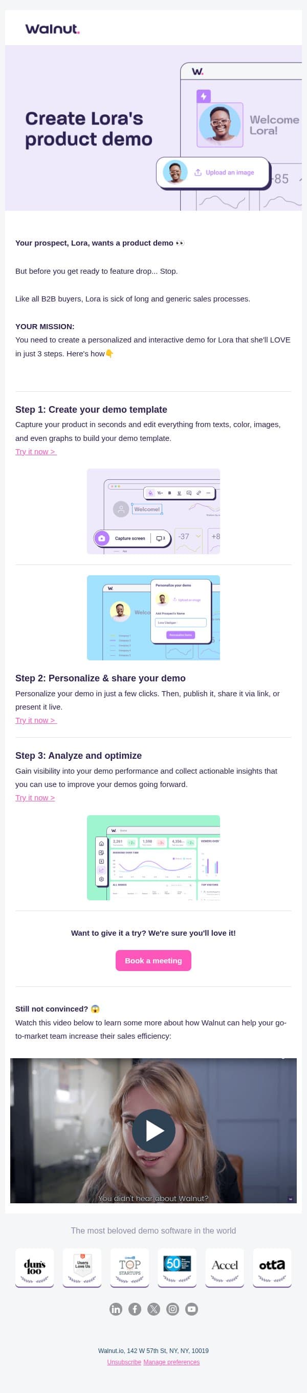 Hey, friend! See Walnut in action and create an interactive demo in 3 steps π email from Walnut screenshot