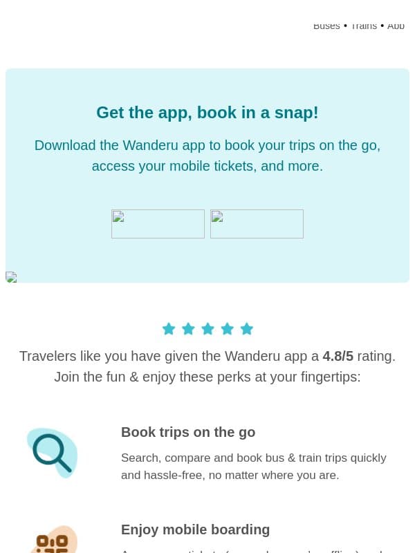 adam, have you tried the Wanderu app? email from Wanderu