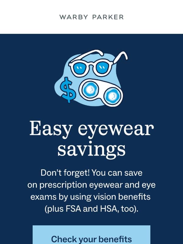 We take vision insurance :-) email from Warby Parker