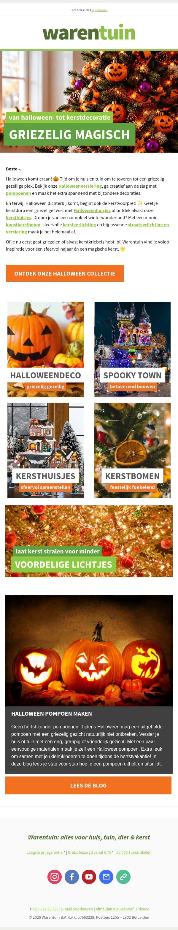 Eerst griezelen, dan kerstmagie! ππ email from Warentuin screenshot