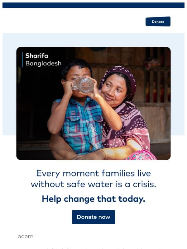 As aid funding shifts… email from Water.org