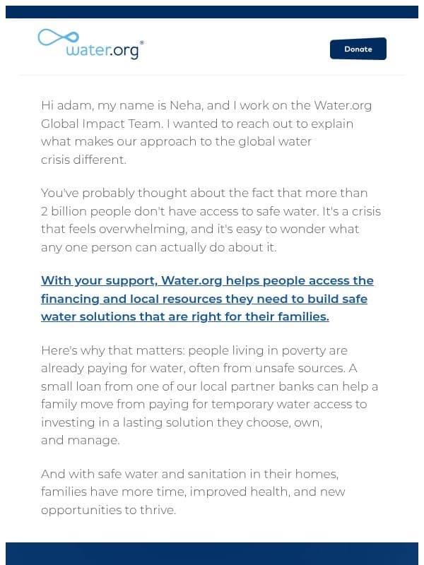 Why small loans? email from Water.org