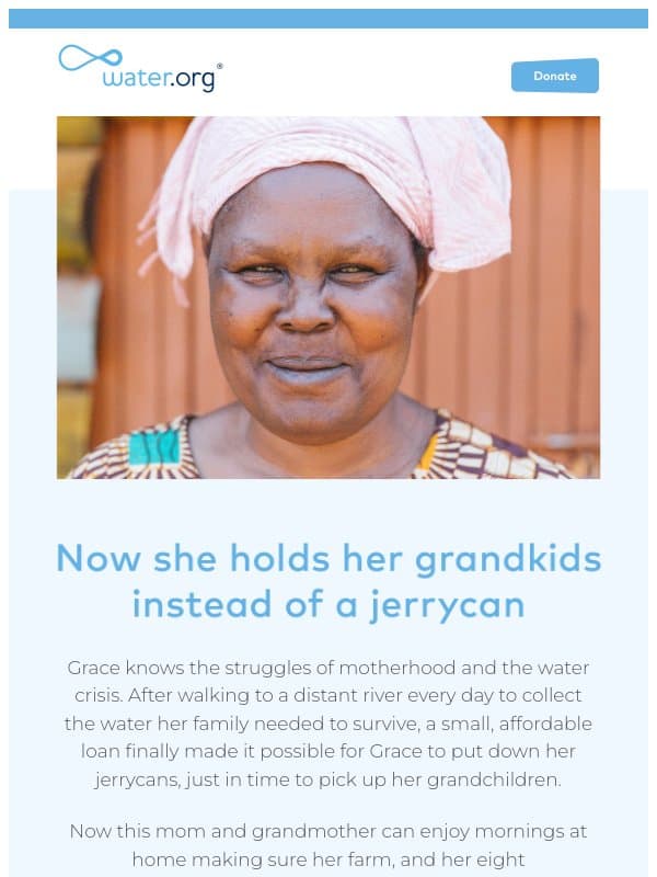 Empower a woman with water and she can change her world email from Water.org
