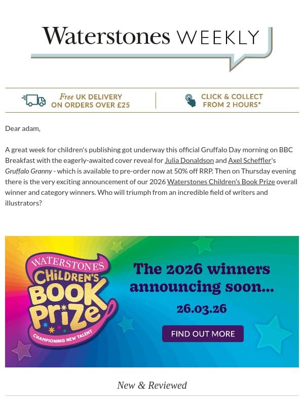 Your Waterstones Weekly email from Waterstones
