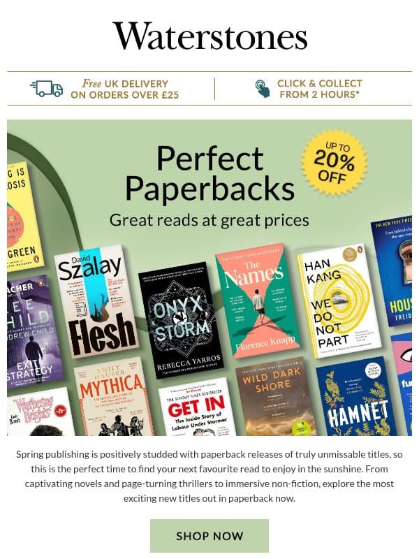 The Paperbacks You've Been Waiting For email from Waterstones