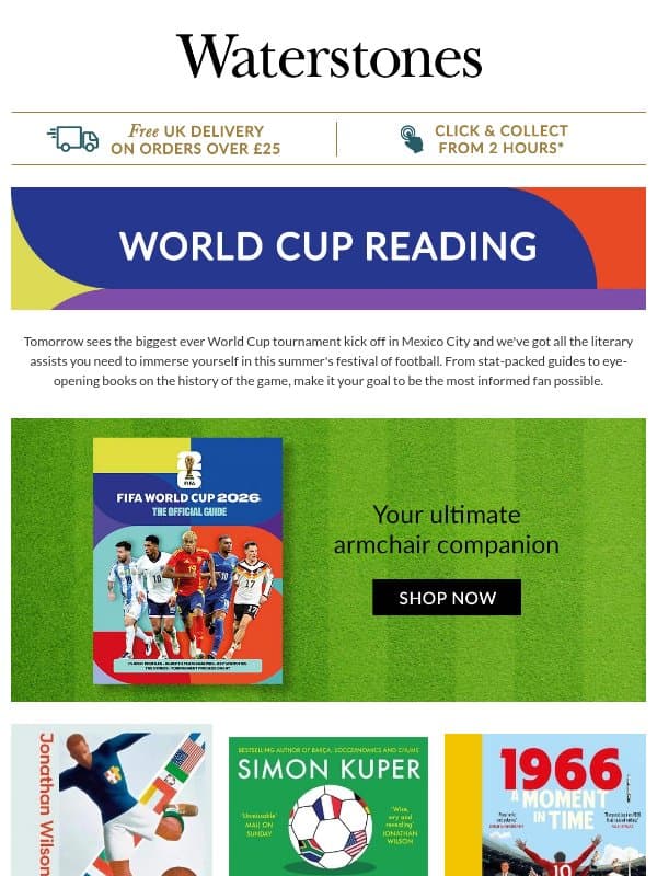 Kick Off Your World Cup Reading email from Waterstones