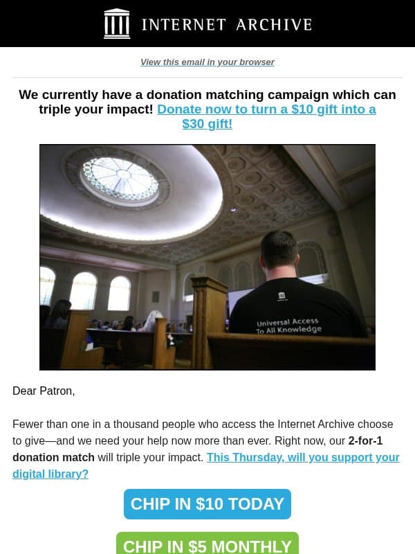 Memory Institutions Are Under Attack email from Wayback Machine