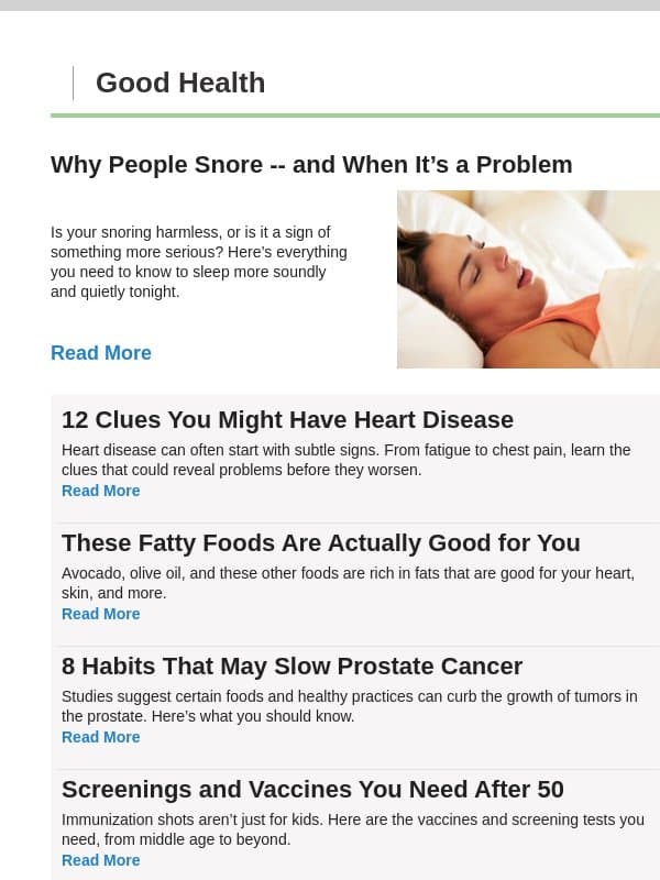 Why People Snore -- and When It’s a Problem email from WebMD Care